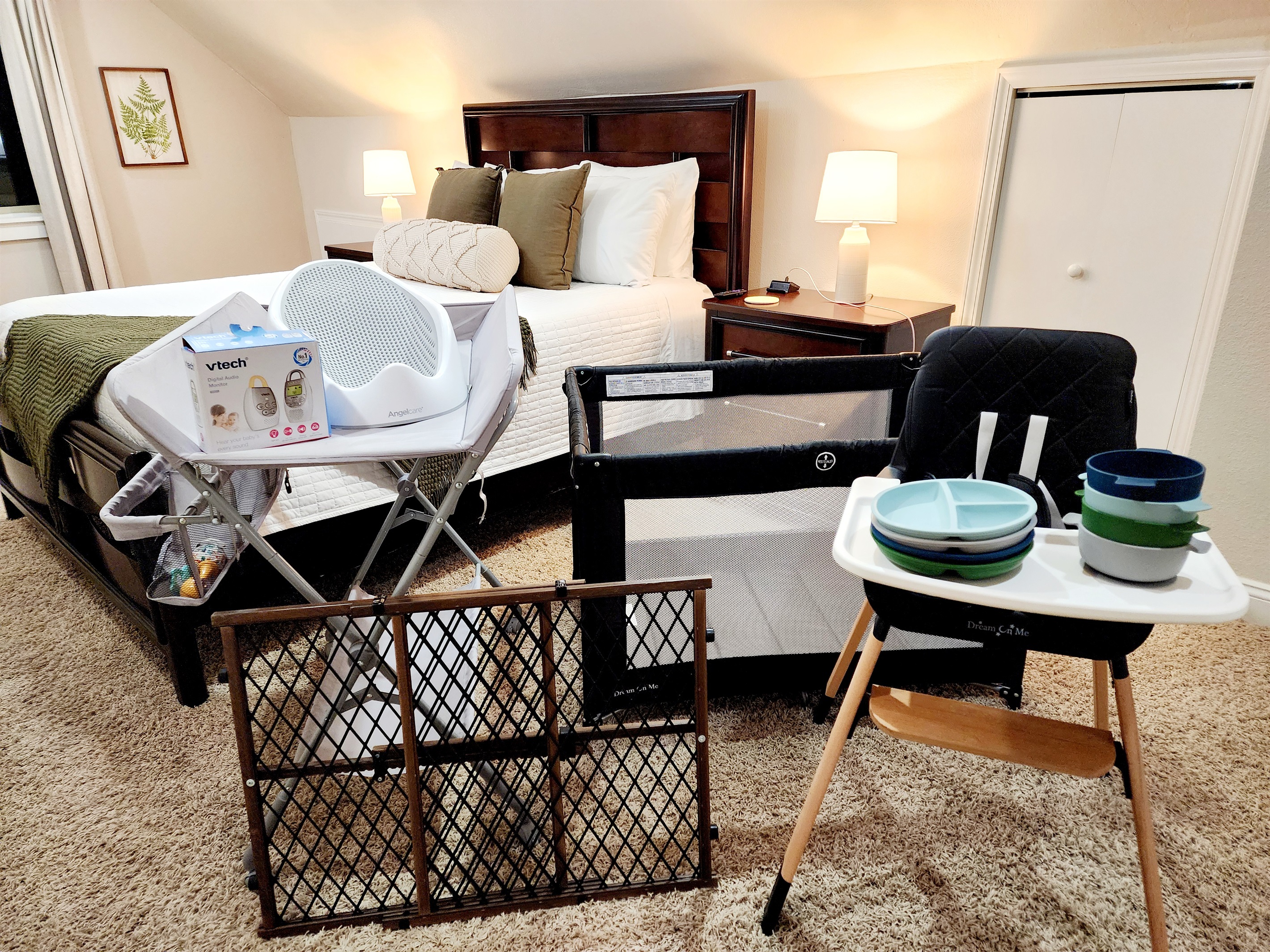 Included baby items. Always in the house & available to all guests to use.