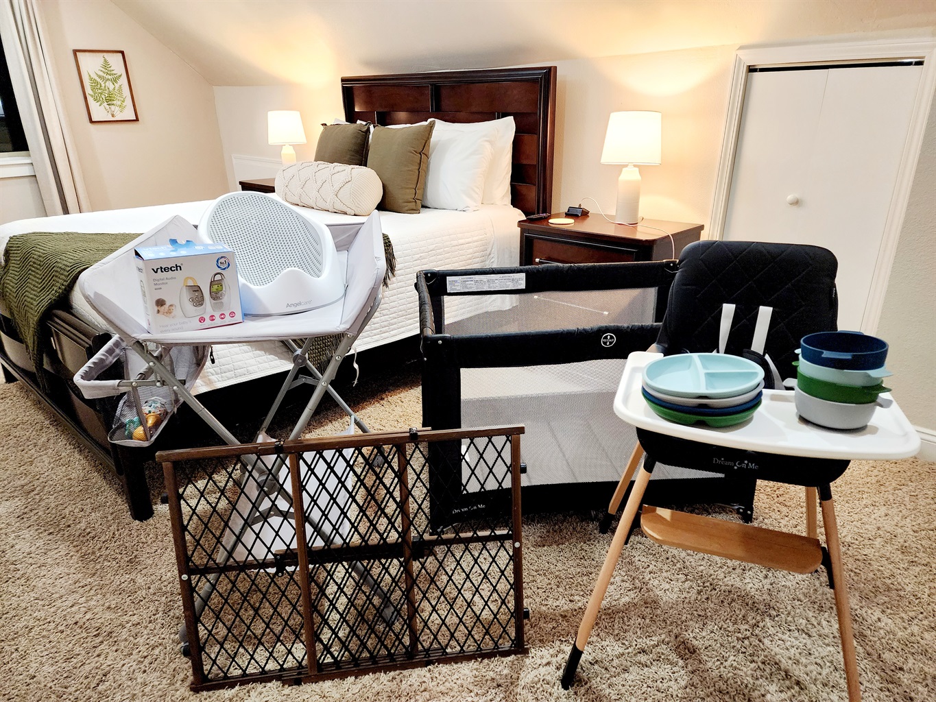Included baby items. Always in the house & available to all guests to use.