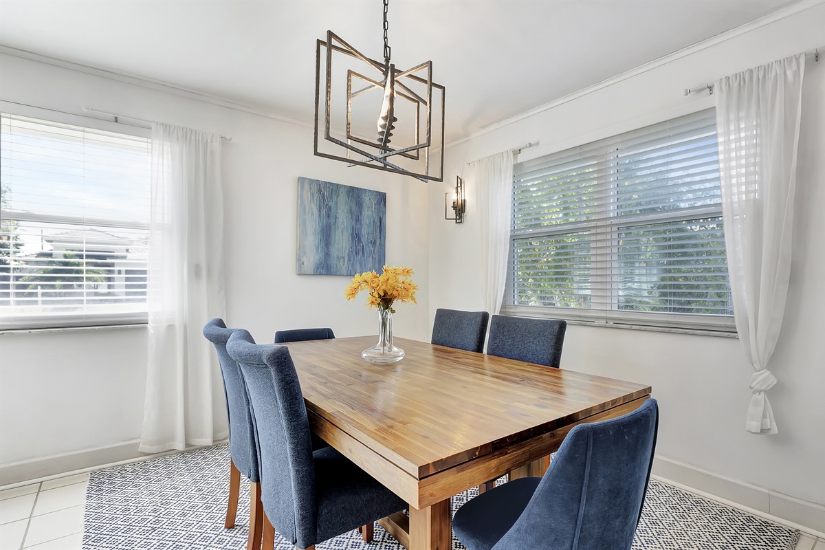 Dining table with seating for 8