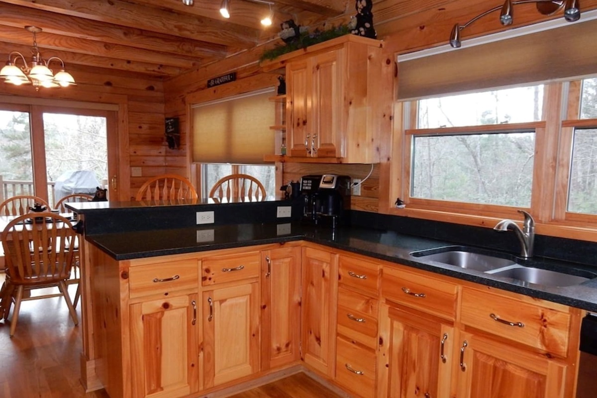 Fully stocked kitchen area 