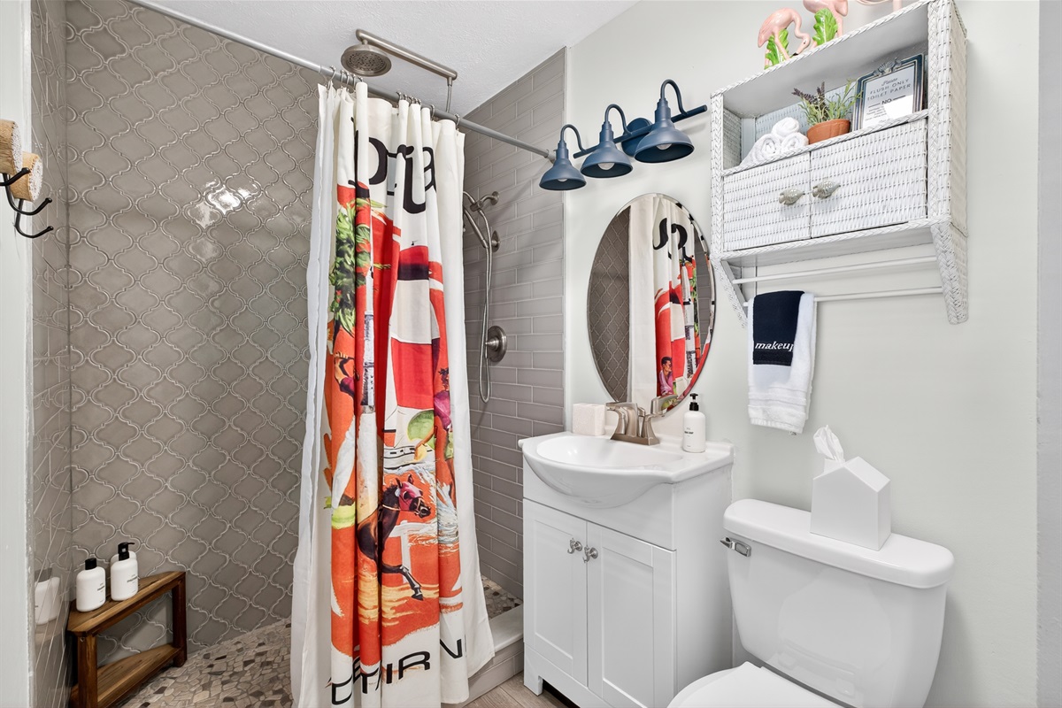 Primary Bedroom En Suite Bathroom: walk in shower (small step/ threshold to get into shower).