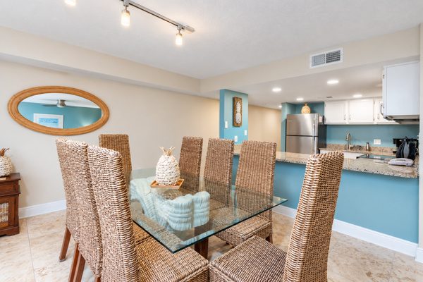 Dining room into kitchen view