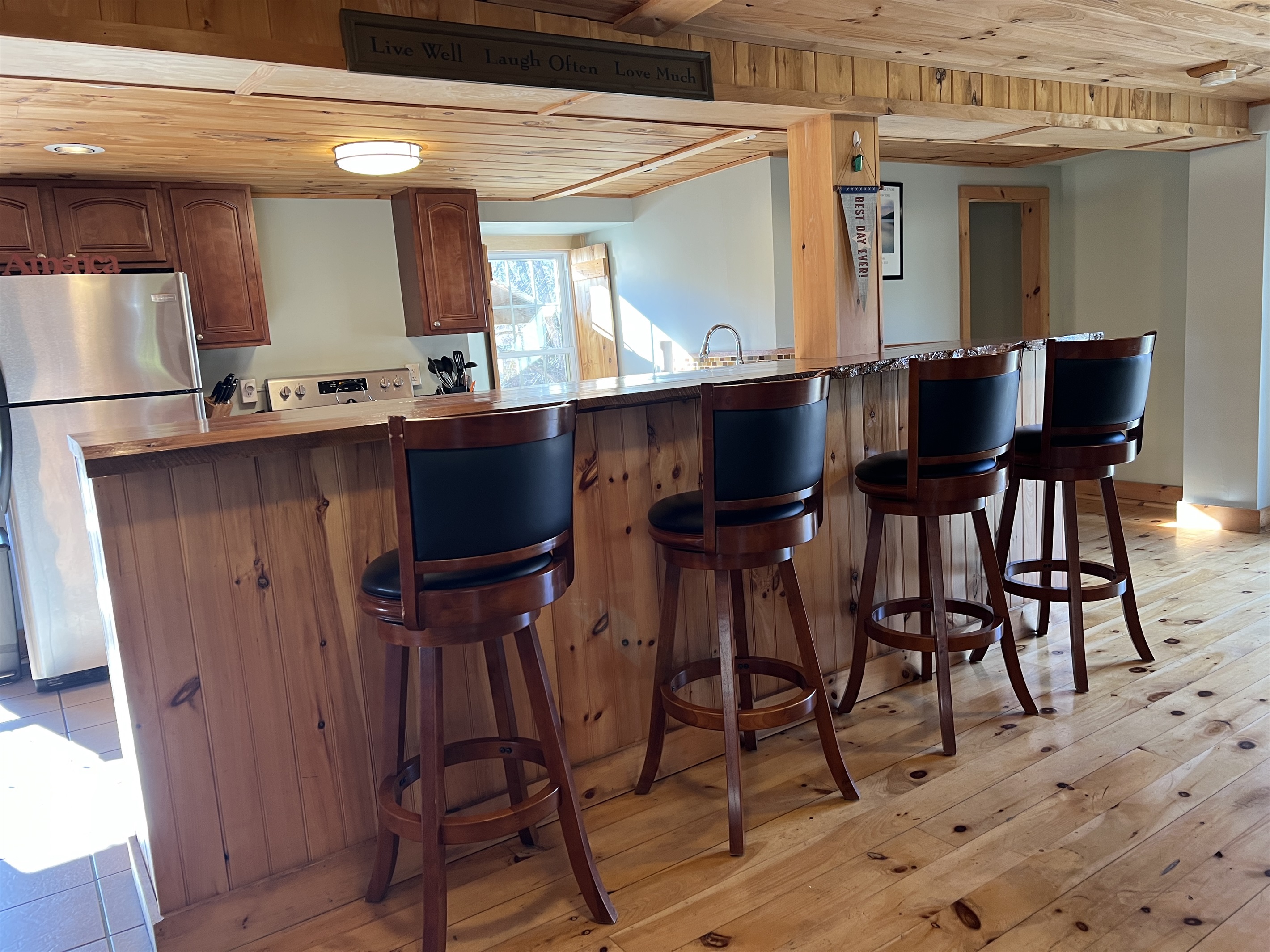 Counter seating in kitchen