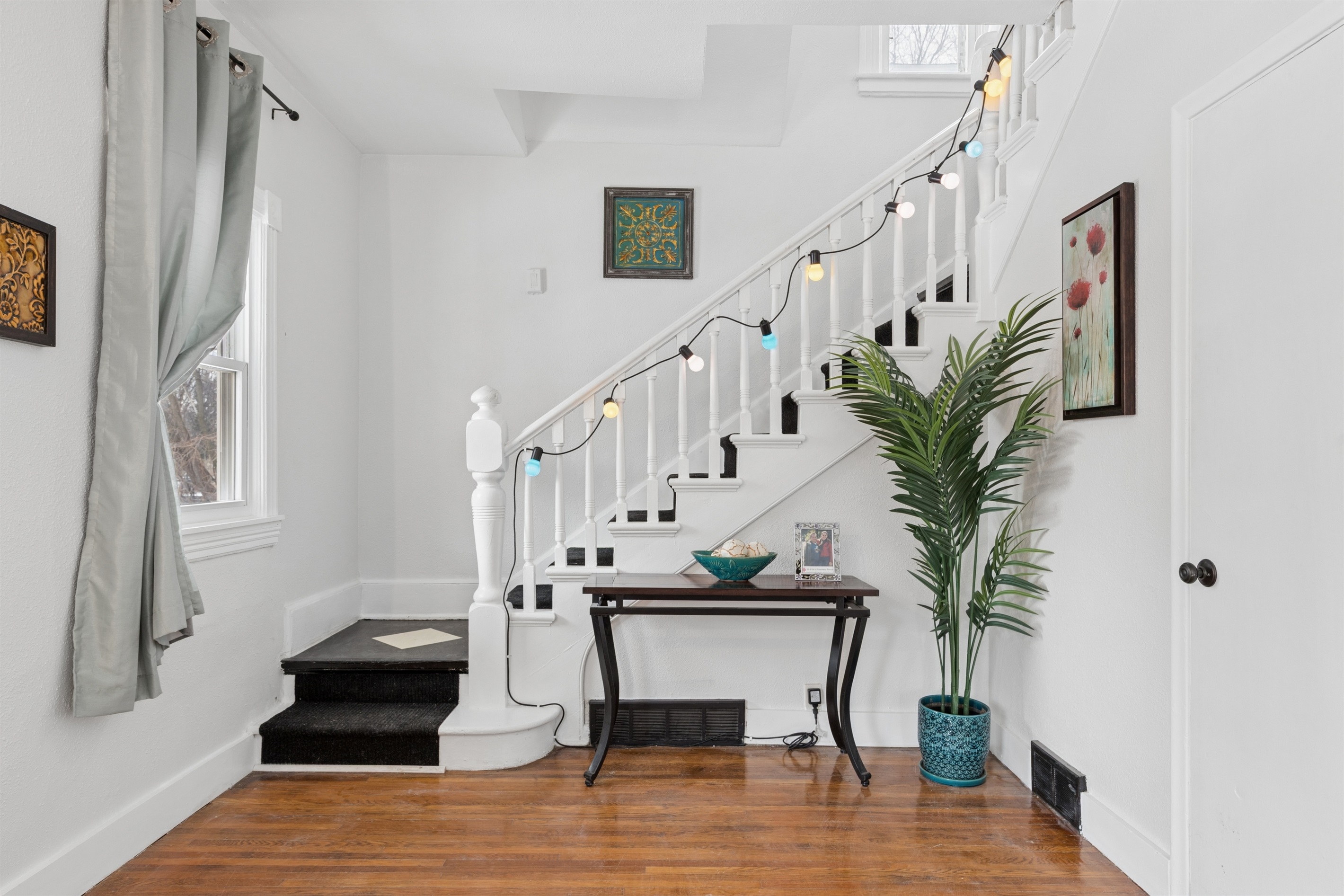 Two bedrooms are upstairs, and one is on the main level.