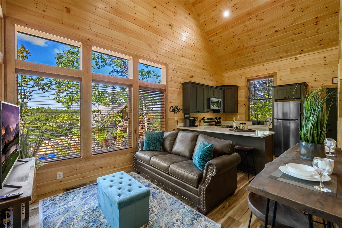 Juniper Cottage Living room into kitchen view