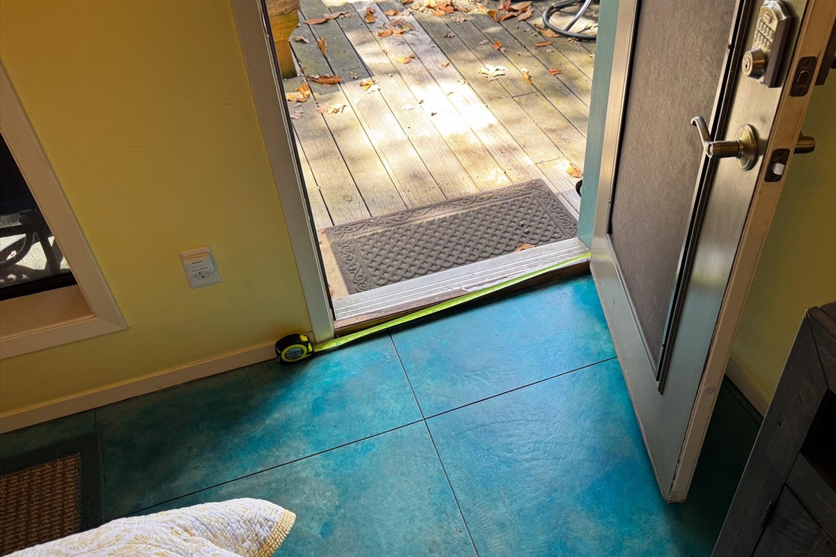 King Suite 3 door that leads to the deck is zero step onto the deck.