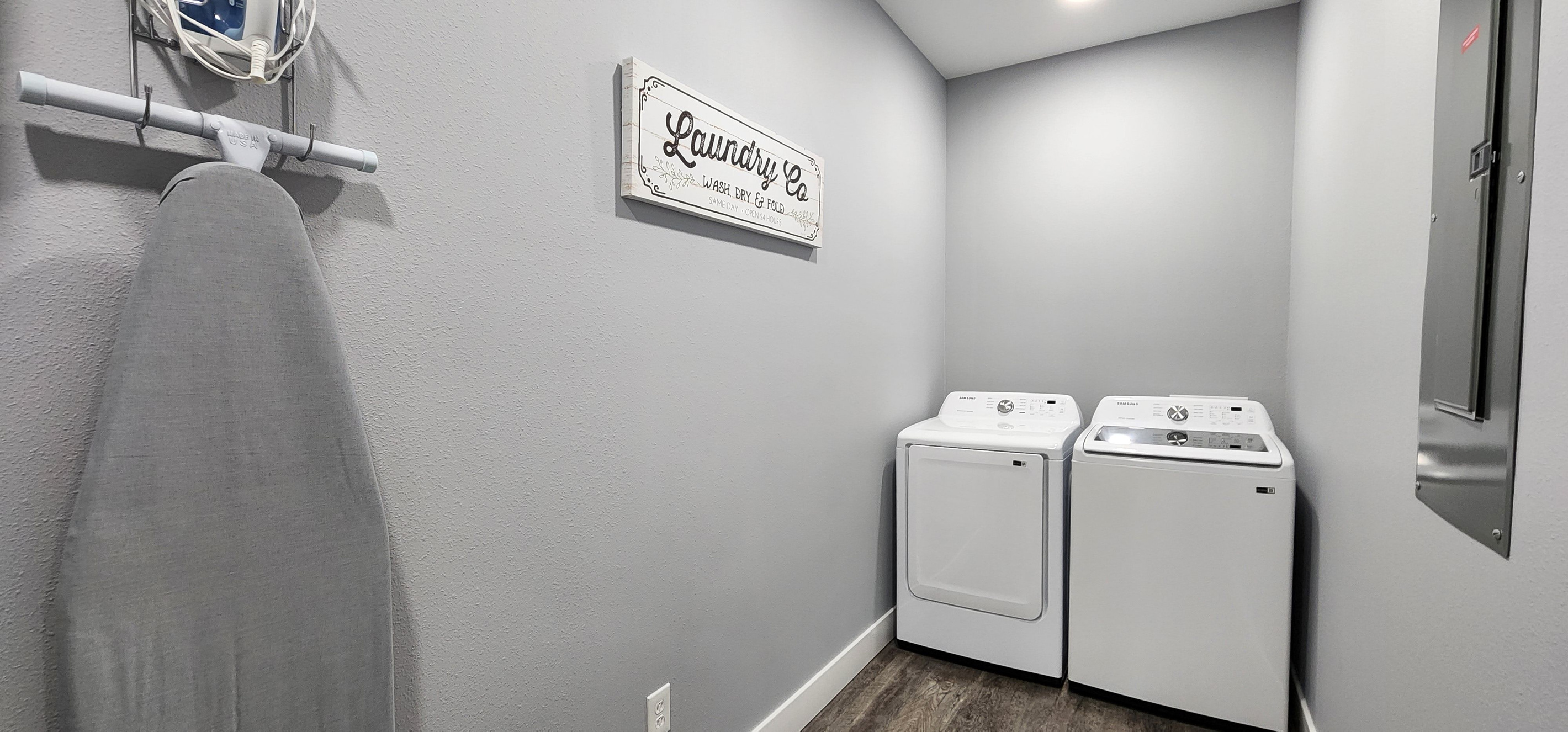 Keep the family clean: In-unit washer and dryer plus iron.