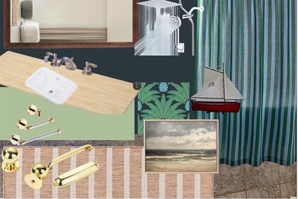 The full bathroom for the upstairs Primary Bedroom 5 — The Seafarer — has been refreshed with a more modern, updated look.