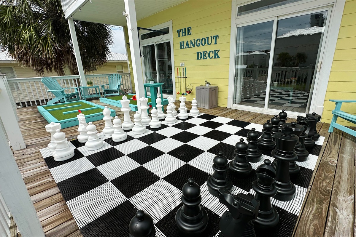 Challenge friends and family to a game on our giant outdoor chessboard.