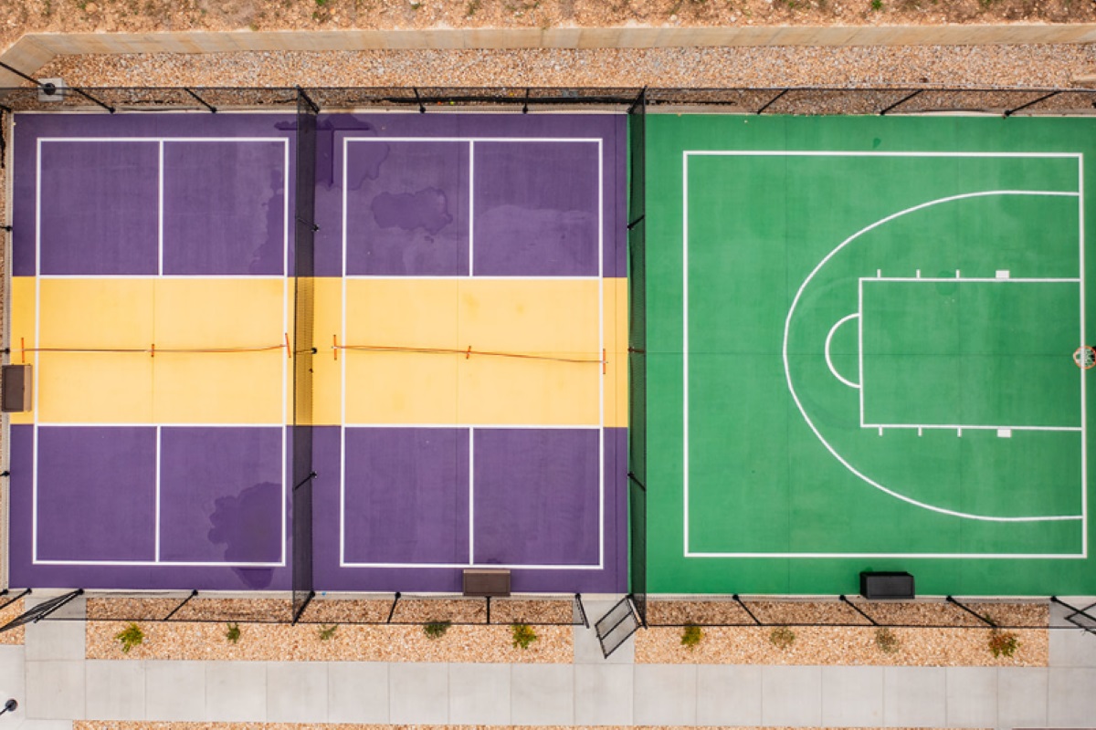 2 pickleball courts and a basketball court!