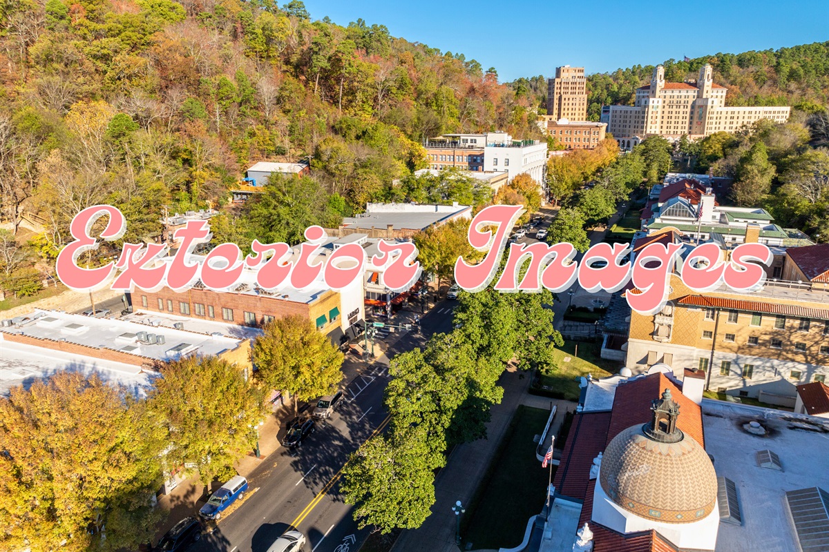 This sweeping view of Hot Springs beautifully highlights the historic charm and natural beauty of the area, inviting you to explore its unique character.