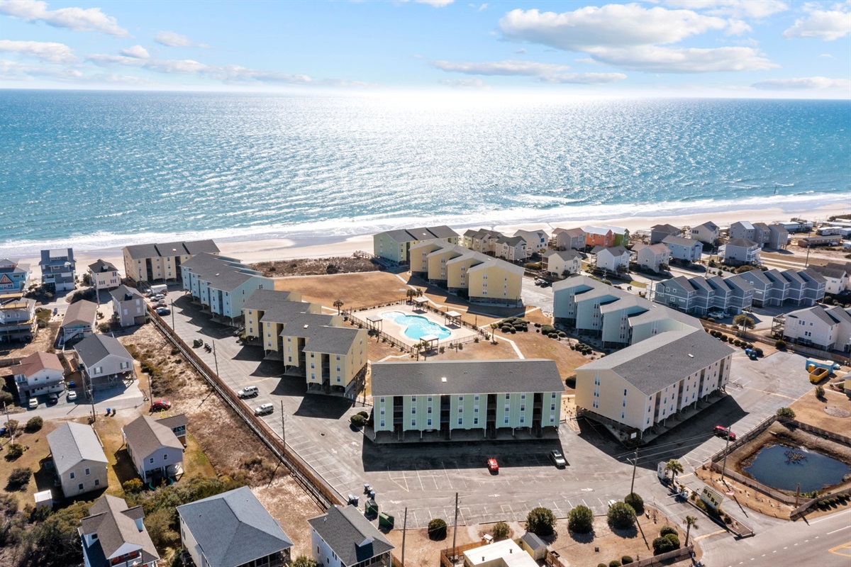 Drone image of the Surf Condos