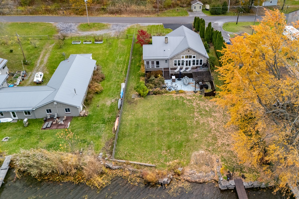 Arial view of the lakeside of the house