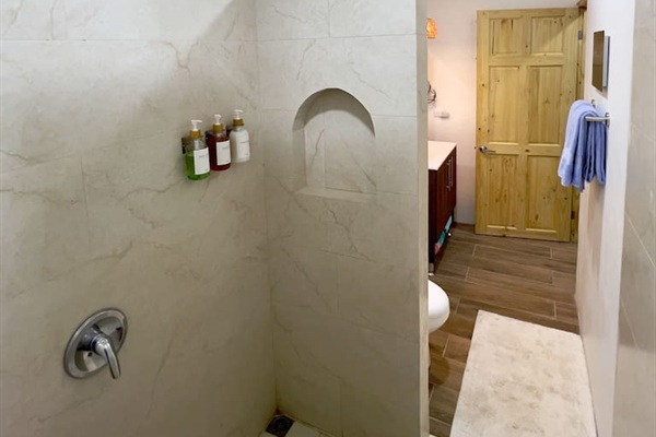 Casa Cocos has a large rain shower.  