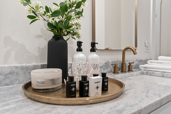 Luxury soaps, lotions, shampoo and conditioner provided.