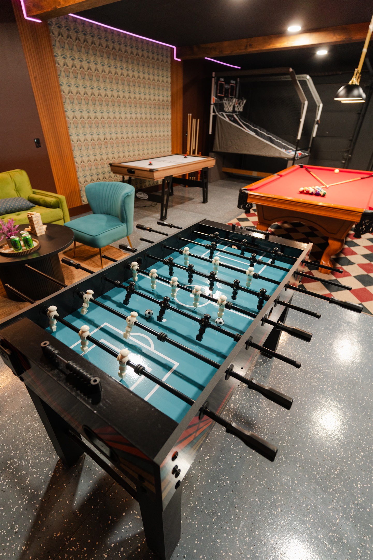 Challenge your group to a quick foosball game and keep the fun going indoors.