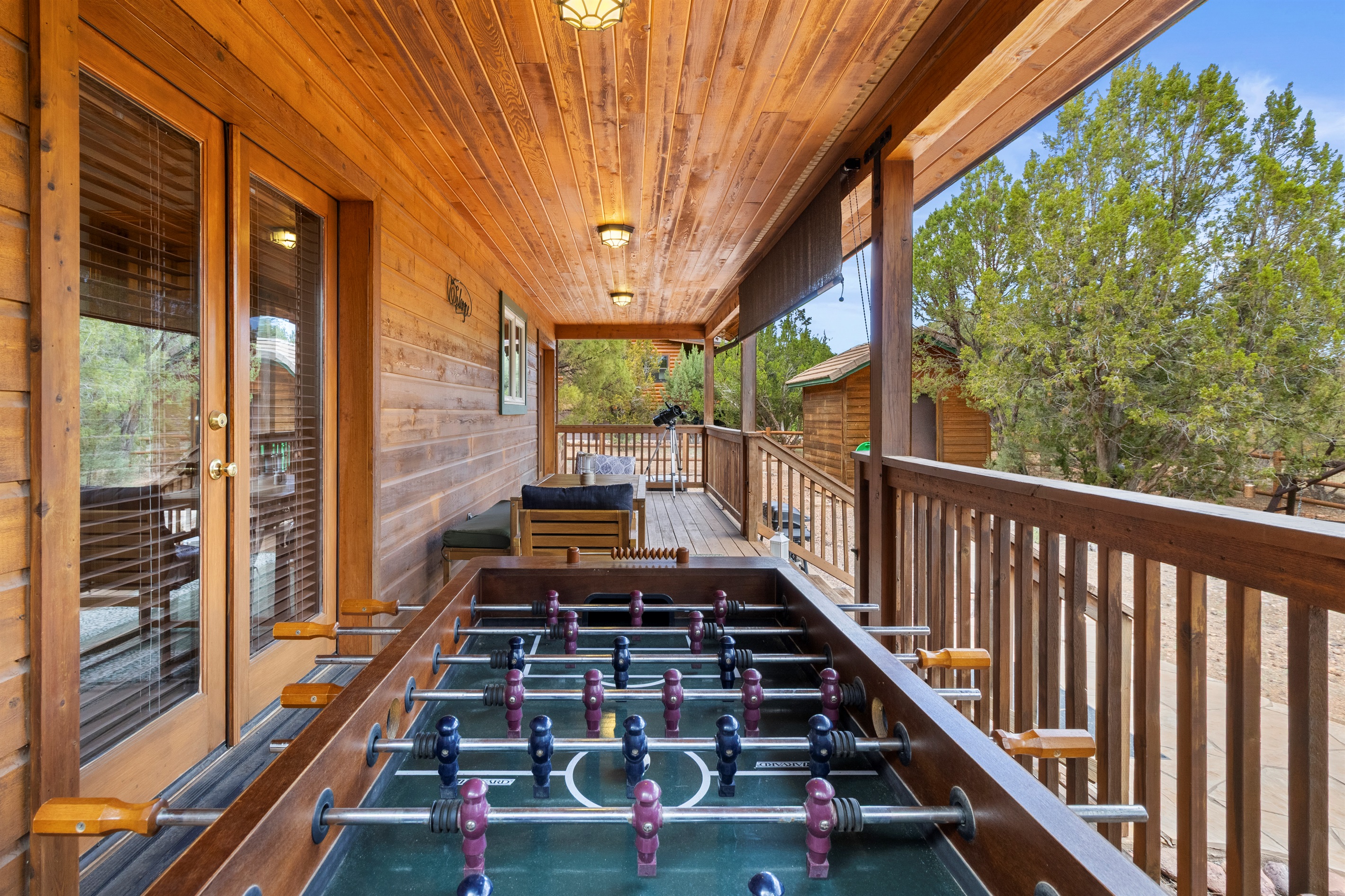Challenge friends to a game of foosball on the back deck