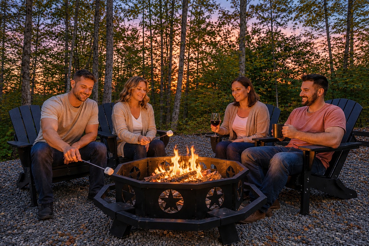 The firepits at each property can accommodate up to four people