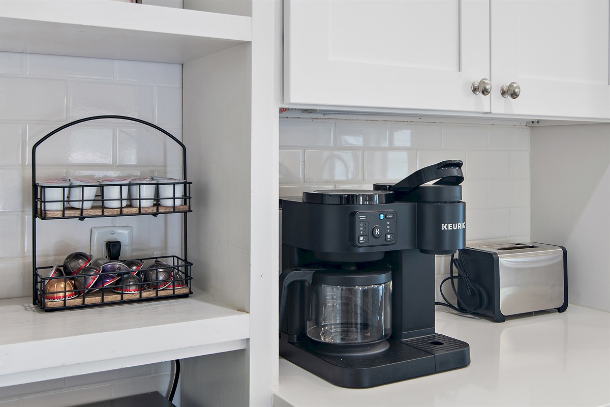 Morning coffee made easy with our Keurig machine.