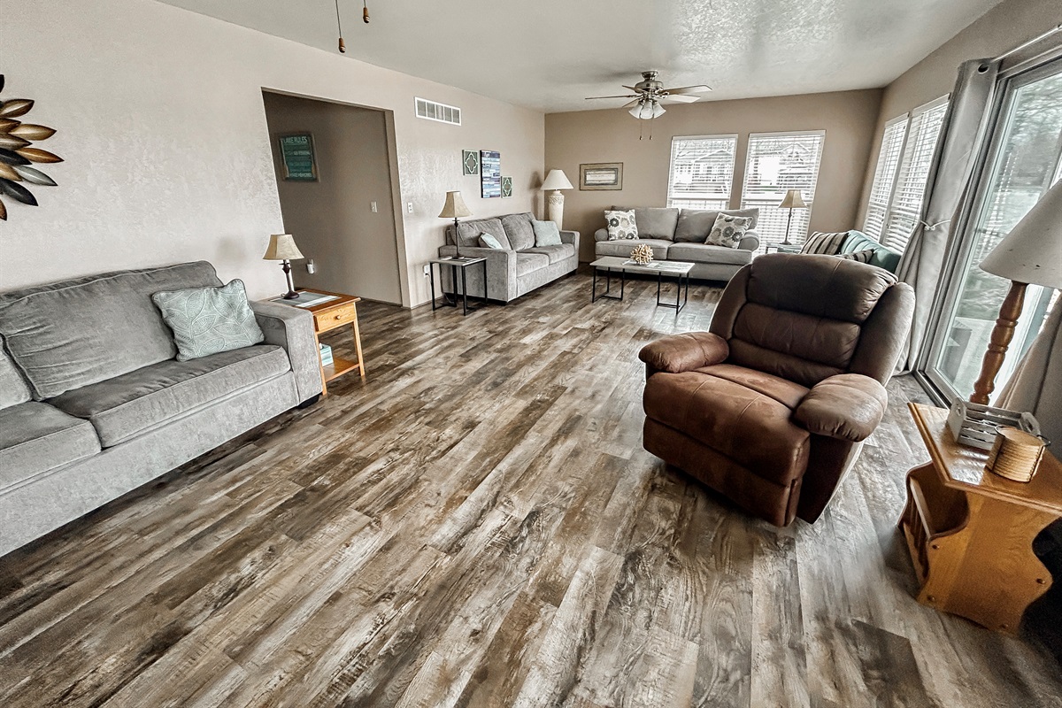 [Living Room] Two Queen sleeper sofa and one full futon are located here.