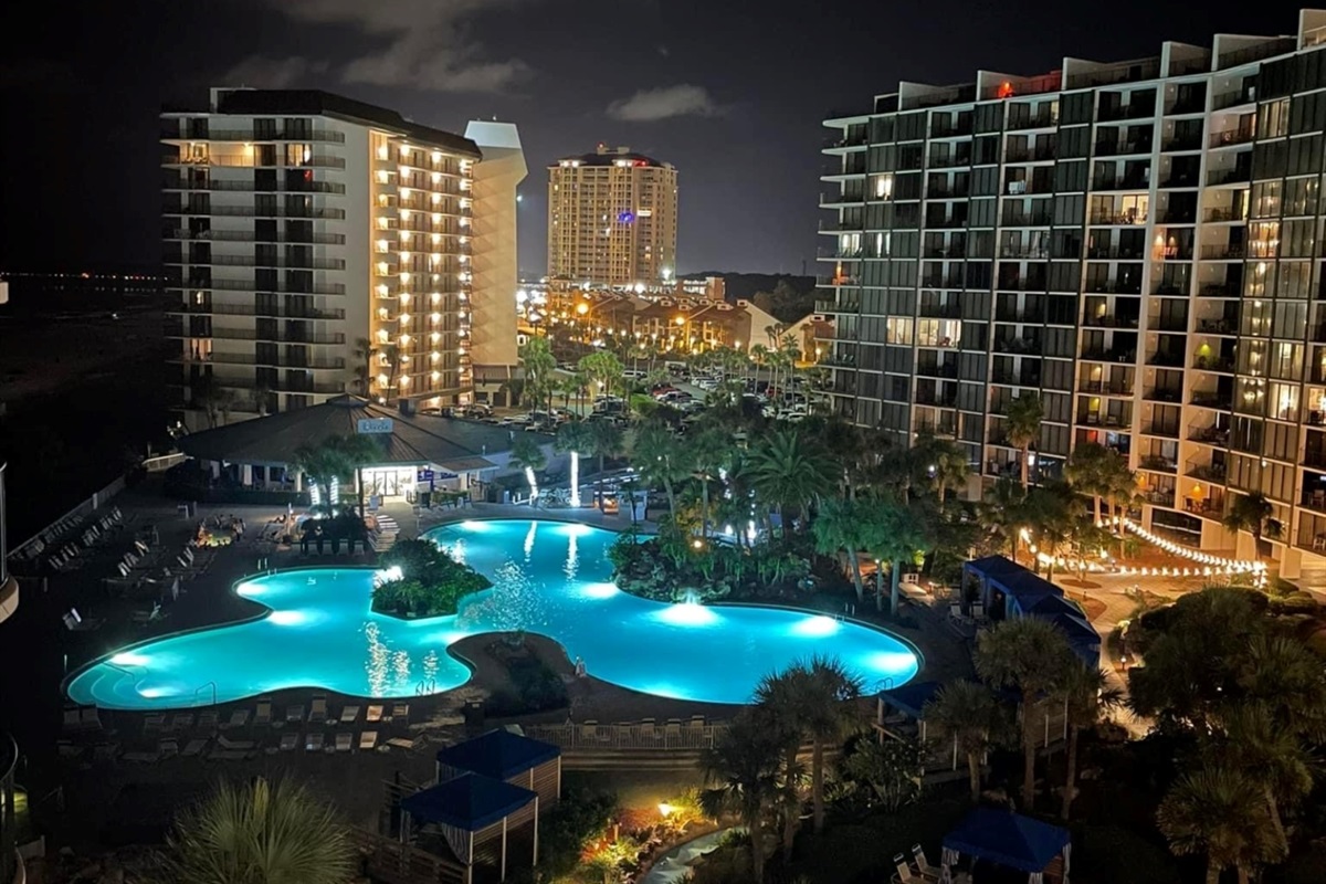 Lagoon pool at night