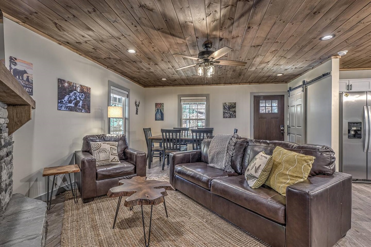 Open floor plan living and dining room, perfect for family time