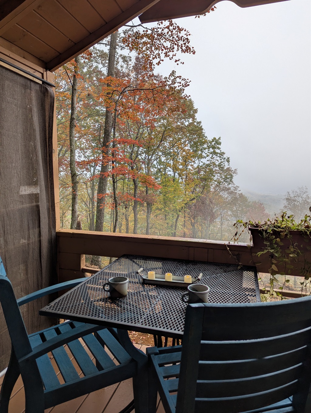 Enjoy a cup of coffee while admiring the long-range mountain views