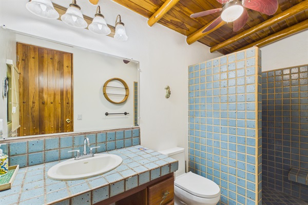 Bedroom 1 en suite full bathroom with large shower