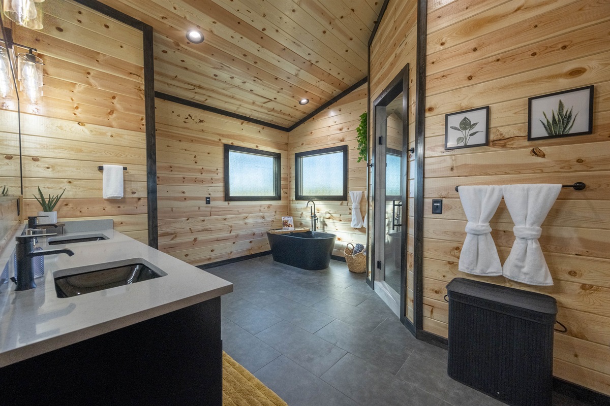 The oversized tub and shower are pure heaven!