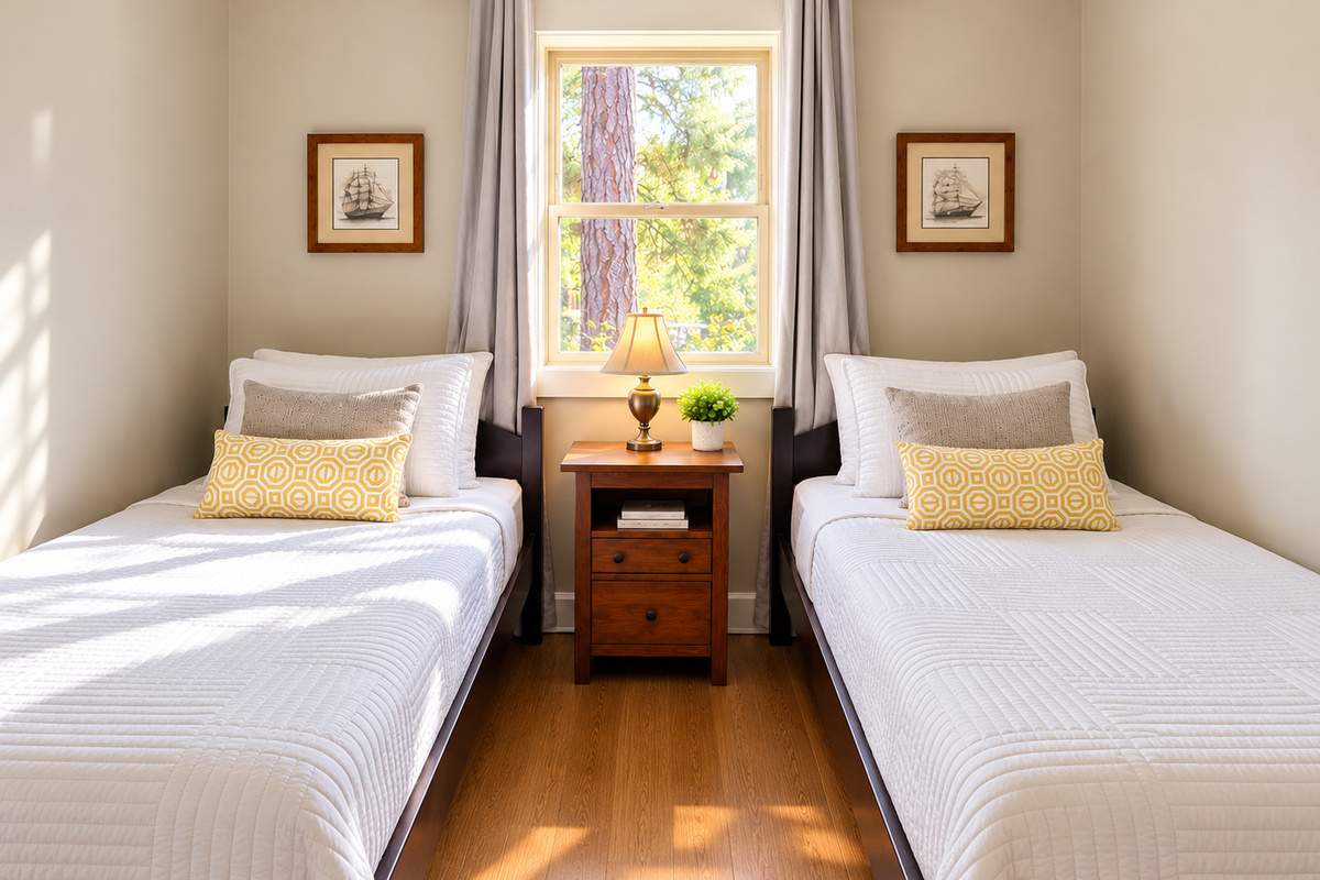 A welcoming twin bedroom, perfect for children or friends