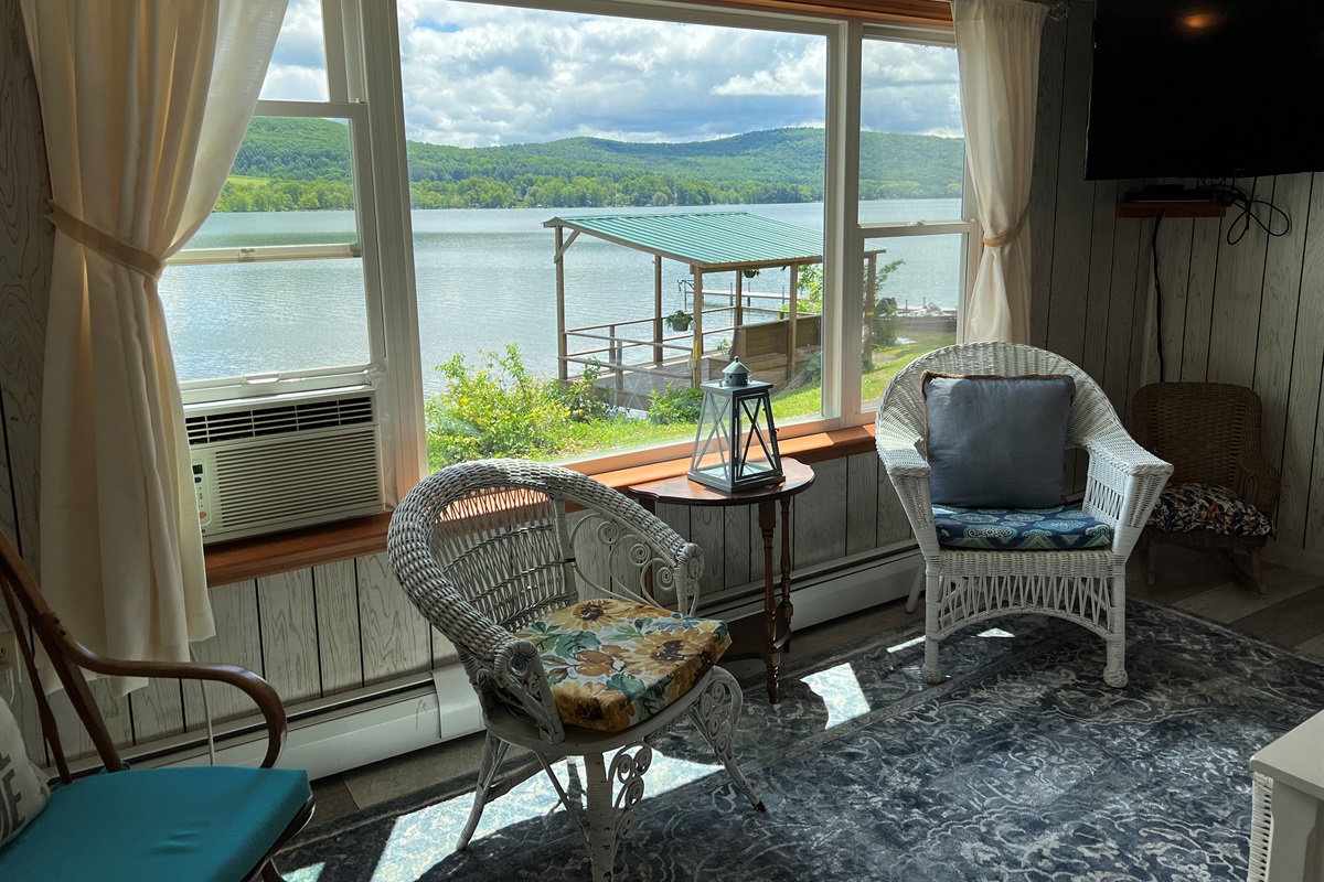 Living area with lake view
