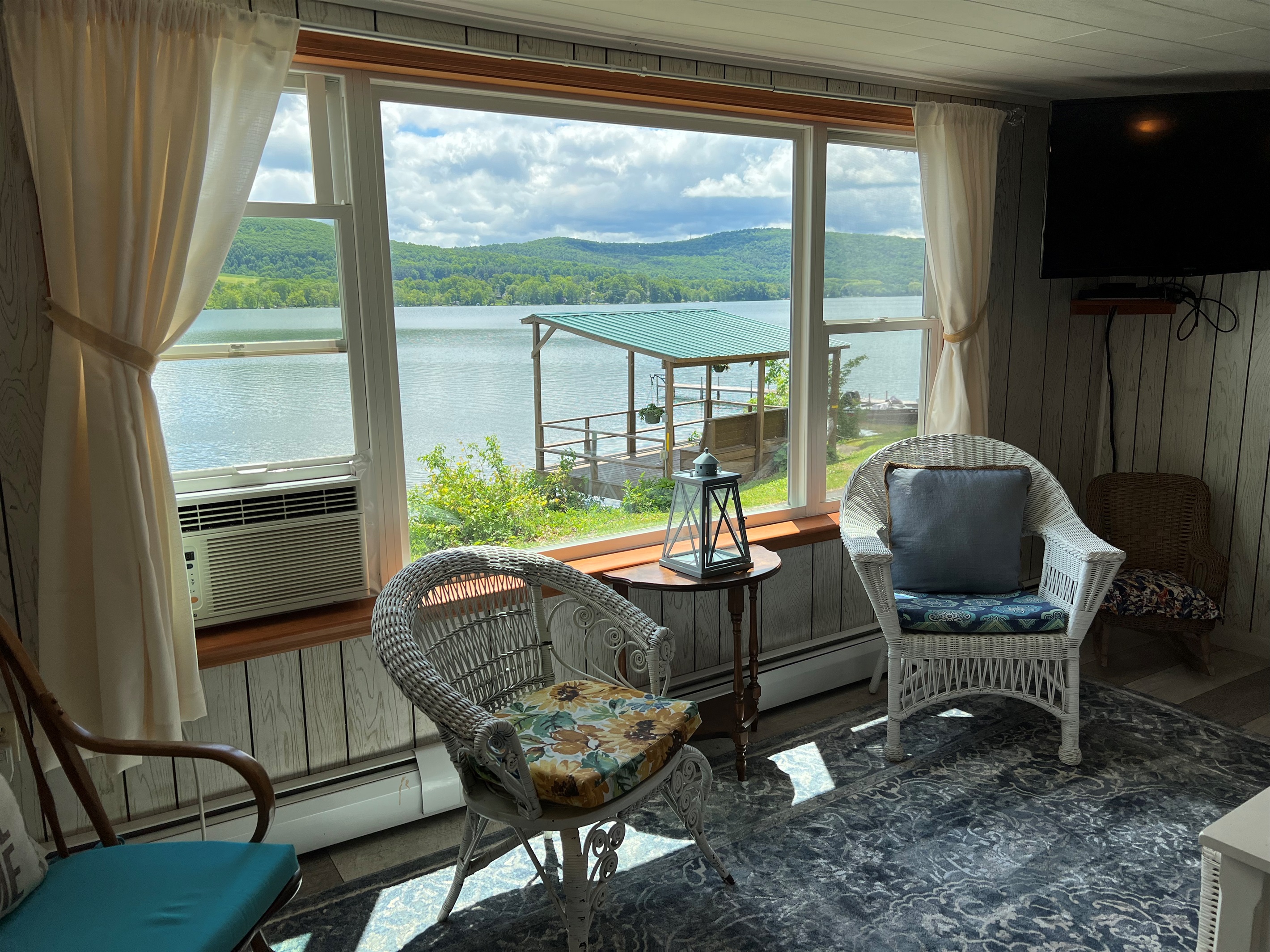 Living area with lake view
