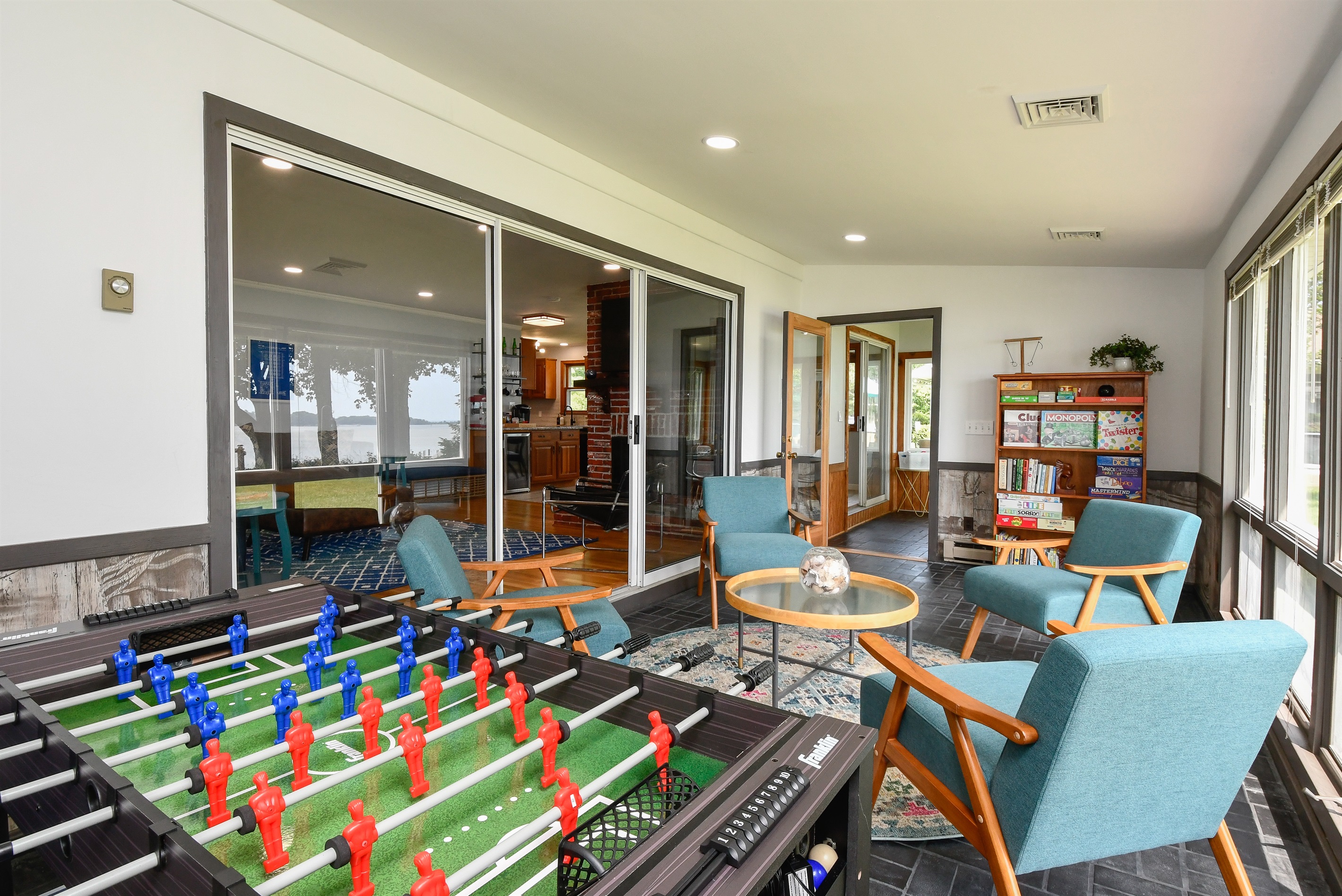 Books for all ages and games galore. If board games aren't your thing, try foosball or ping pong.