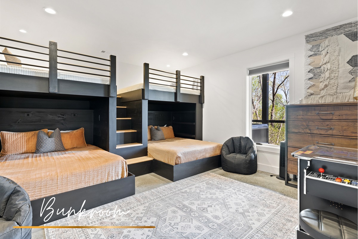 Spacious and fun, with double over queen bunks ready for a cozy sleep or a playful slumber party!