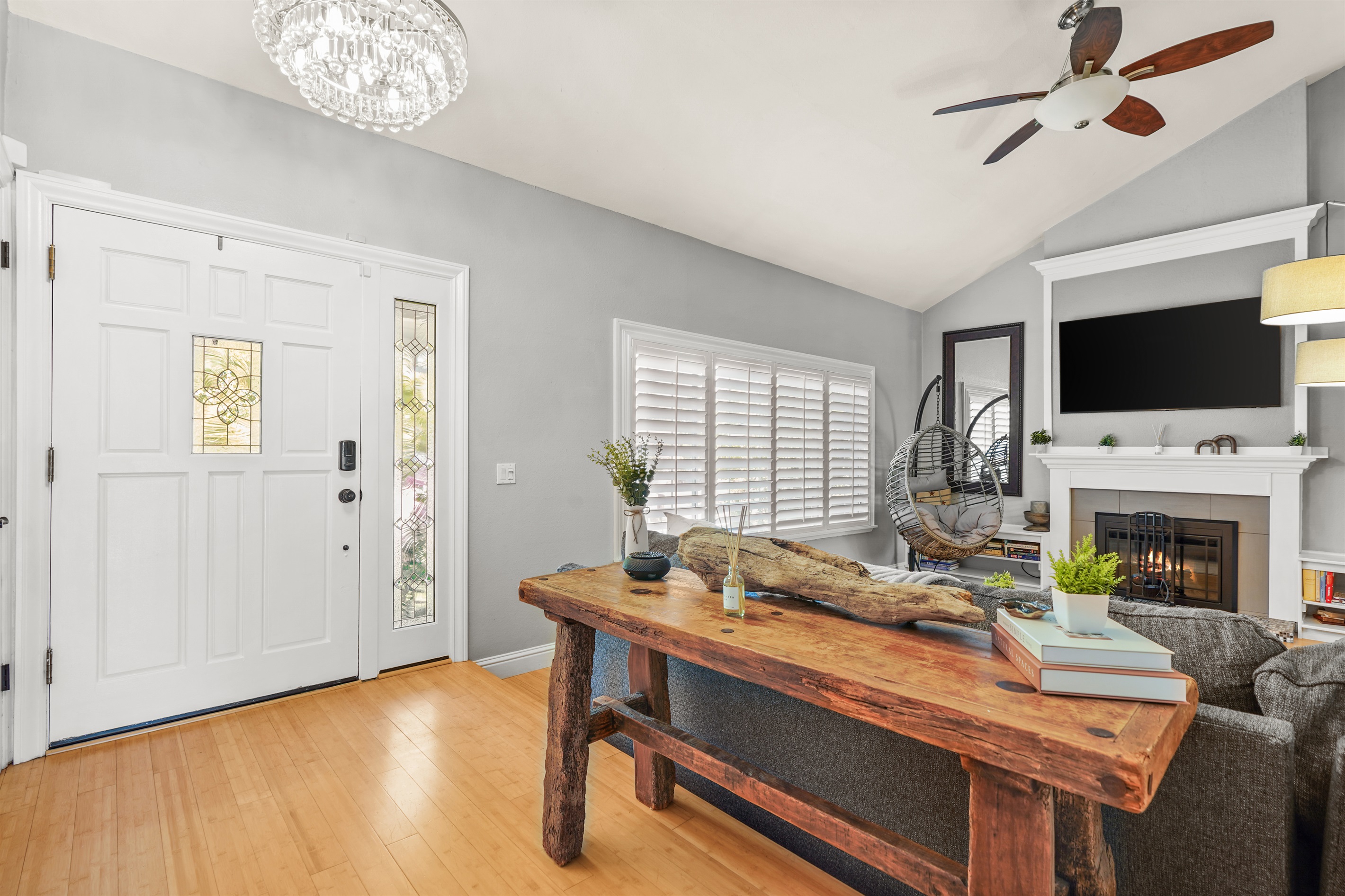 Bright and comfortable living room with cozy seating, an open layout, and a Smart TV perfect for relaxing after a day exploring Napa Valley.