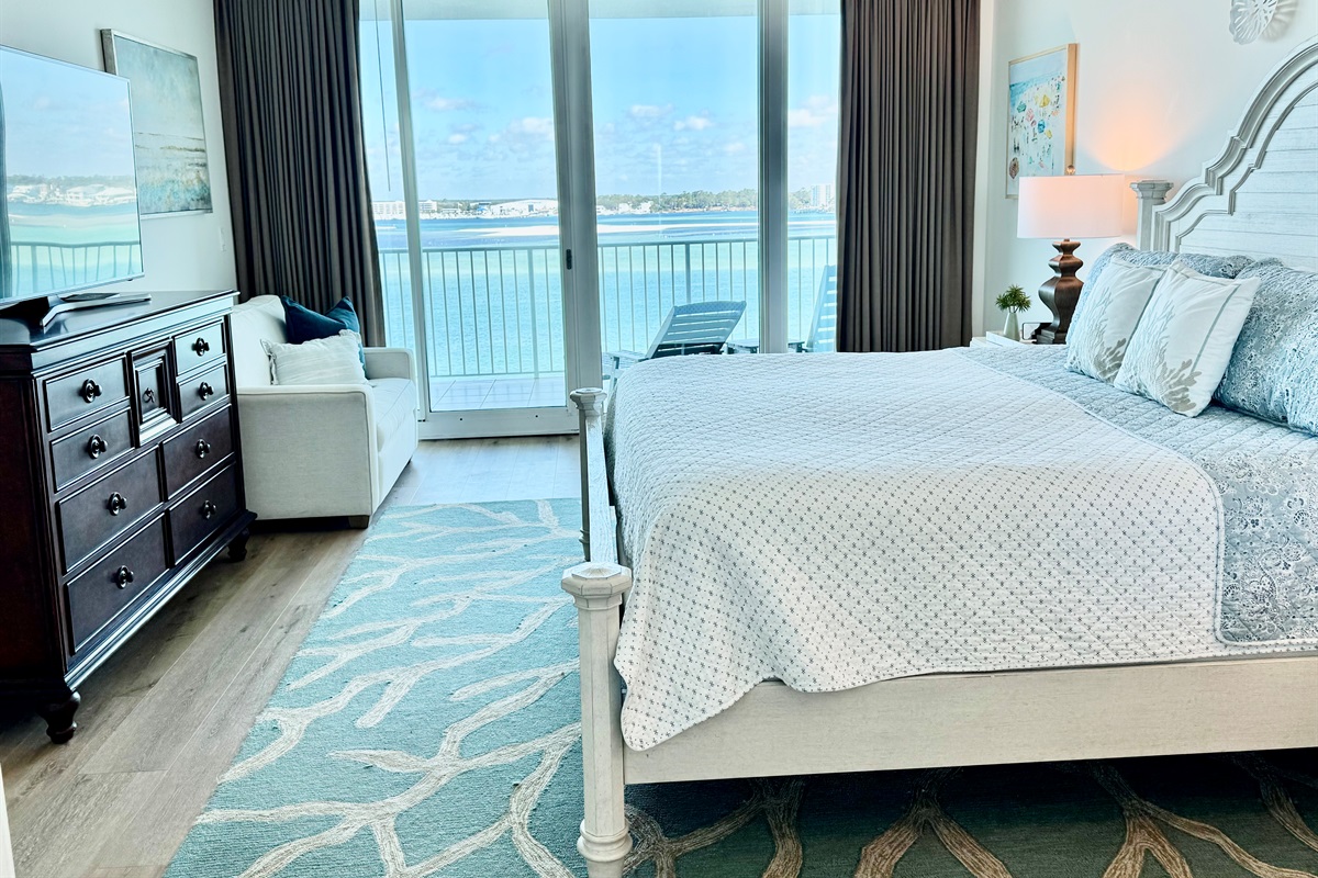 We also have a twin sofa sleeper chair in the master bedroom AND a 55" Smart TV!