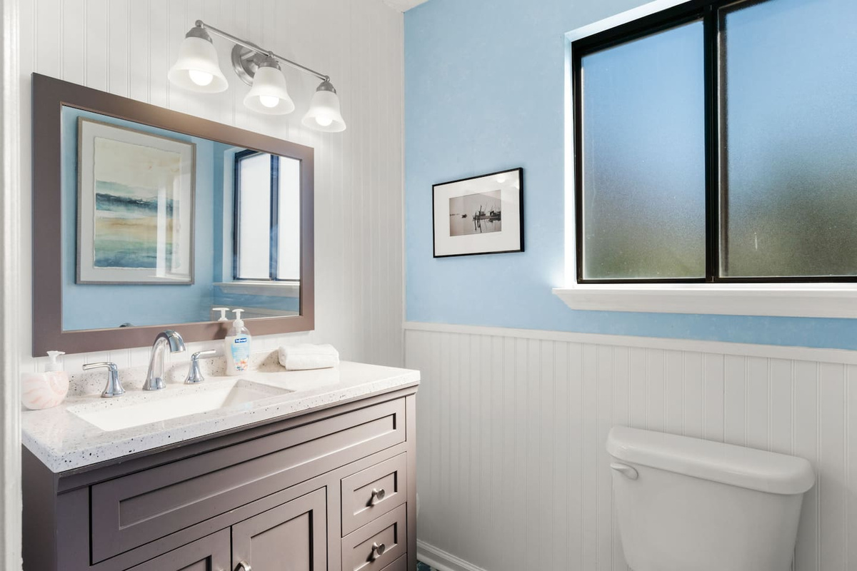 Your guests on the main floor have their own half bath &mdash; no sharing, no waiting, no logistics for a group of four.