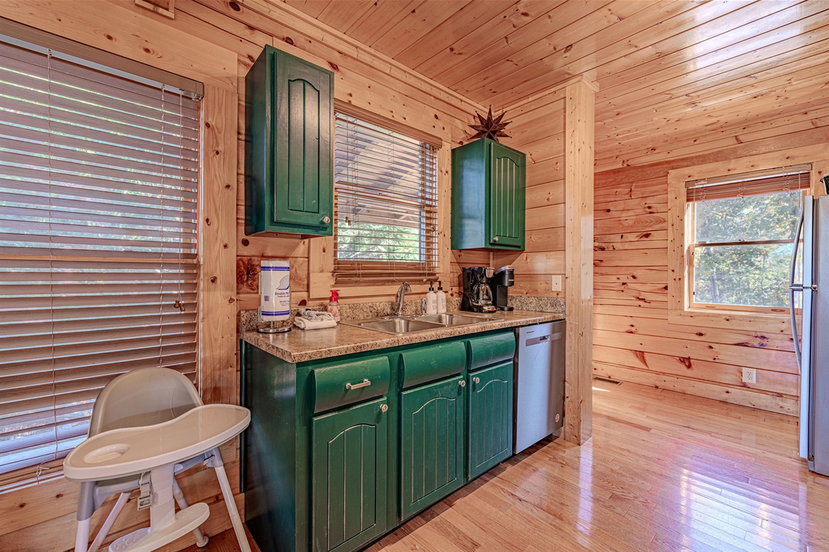 A high chair is provided for your little one