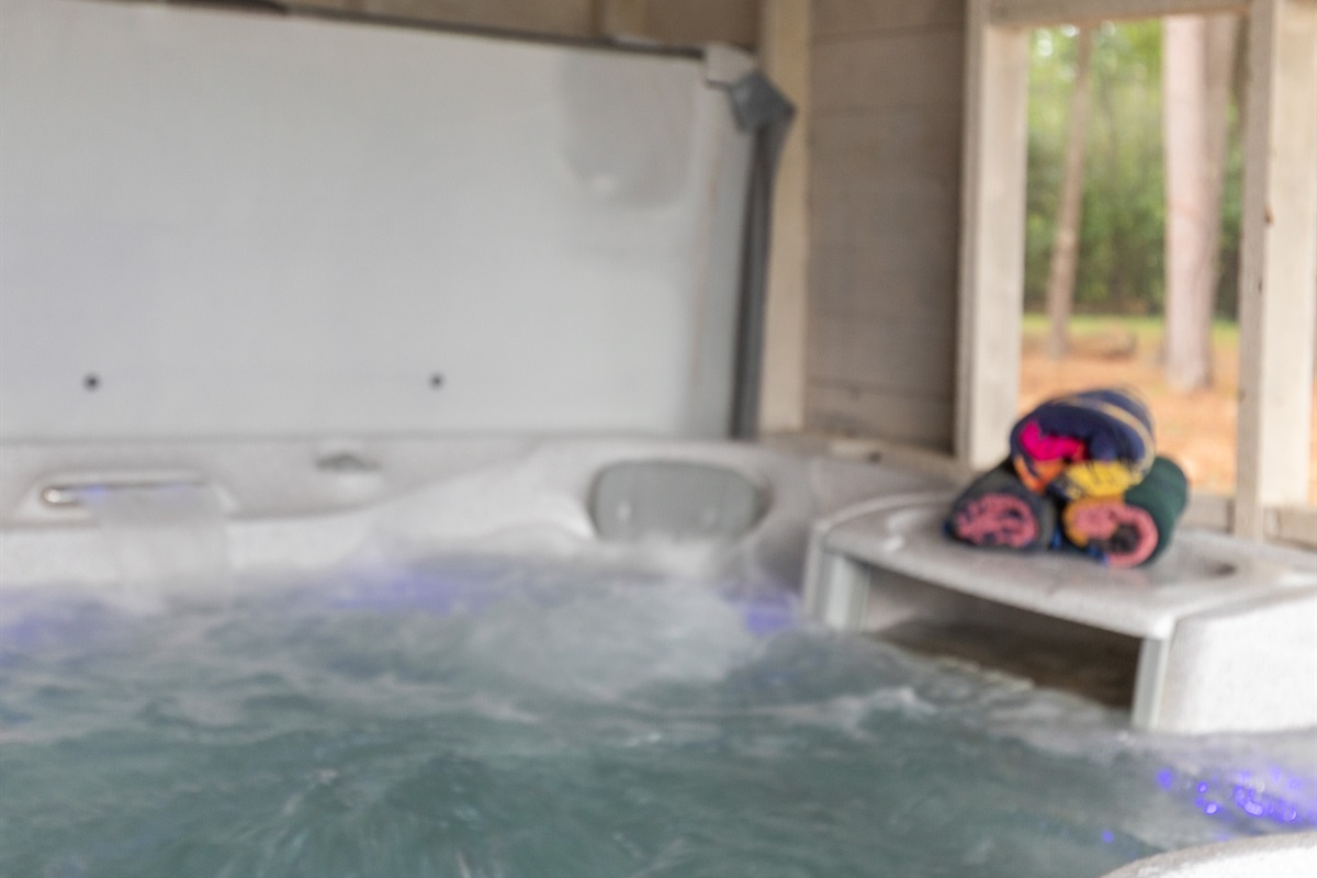 Unwind in the hot tub—the perfect spot to relax after a day on the lake.