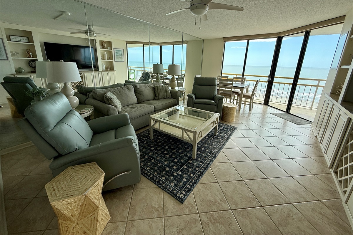 Tiled Oceanfront Living Room