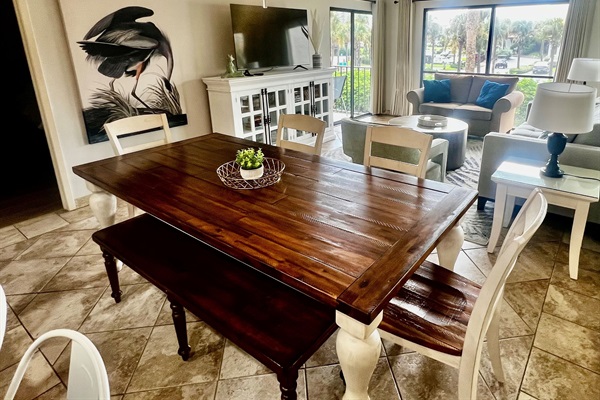 Large dining room table for family meals and game nights!