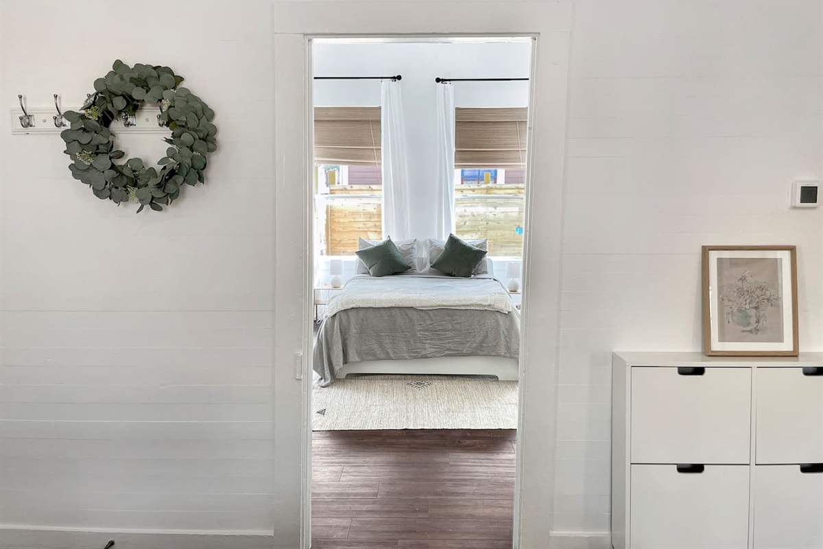 View from the living room of the front bedroom.