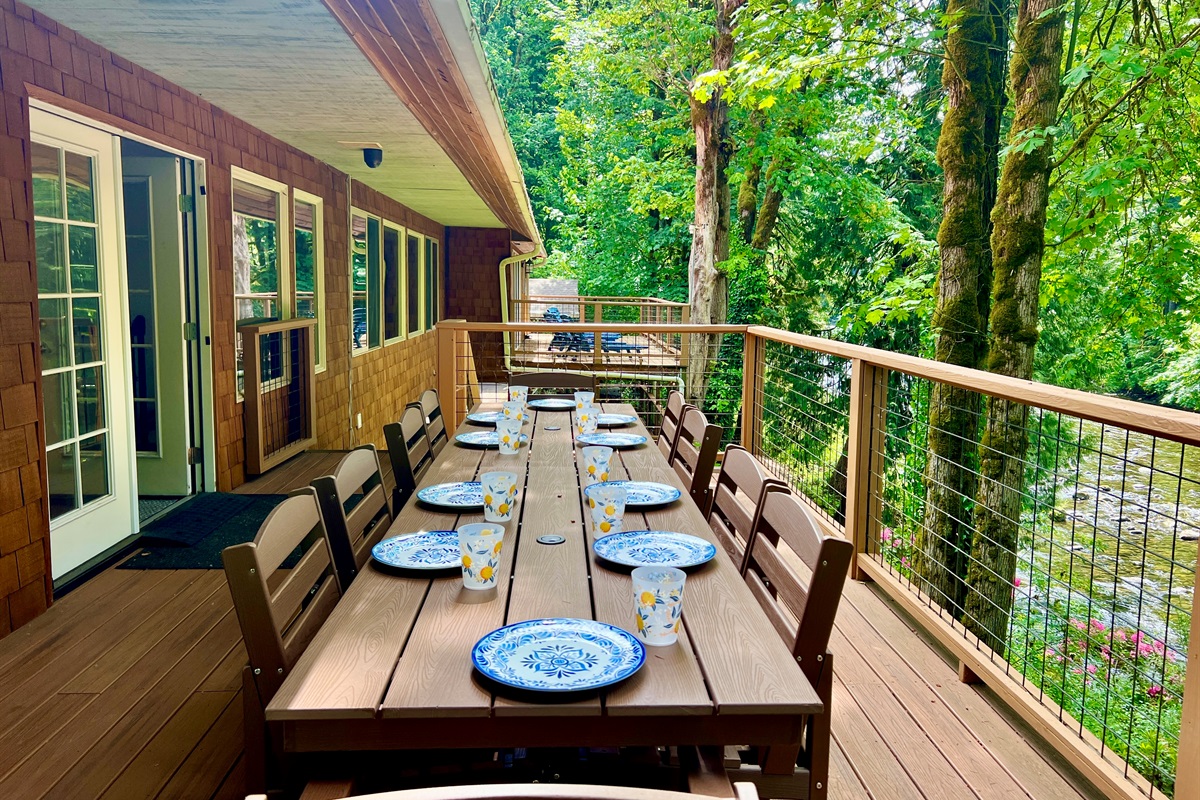 Waterfront dining on the back patio