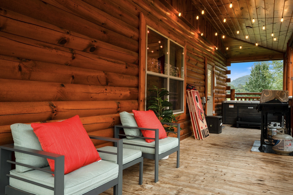 From morning coffee to sunset corn hole tournaments, this porch is made for making memories.