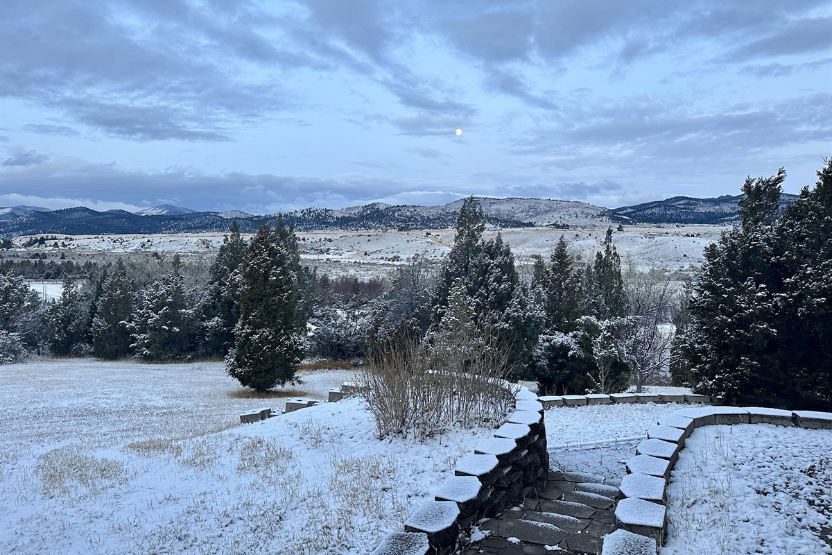 If you're lucky enough to catch a snowfall, this is the view from the front of the house!