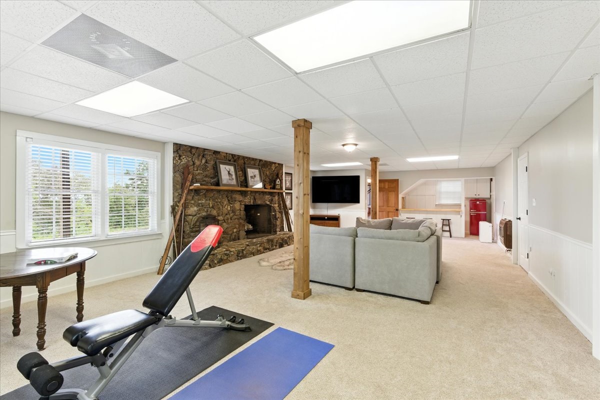 Enjoy some family time with some tv, exercise, or a few boardgames in this spacious basement.