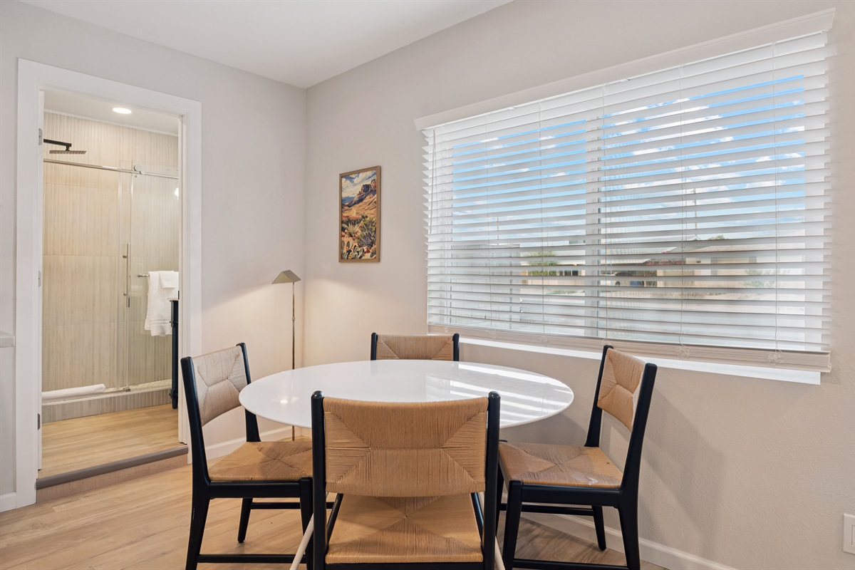 Seating for four provides enough space for a homecooked meal