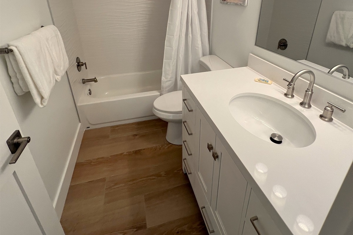 Guest bath with tub and shower. 