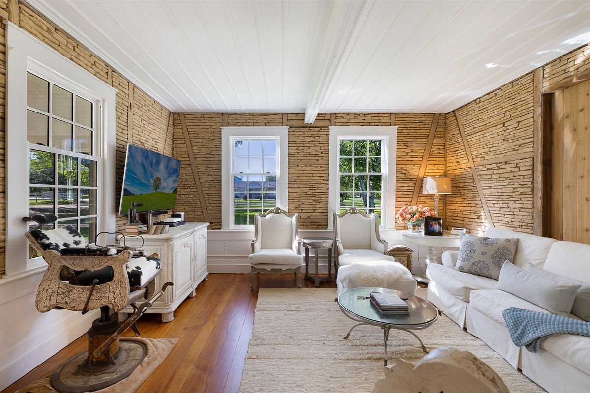 Living area of stack stone house