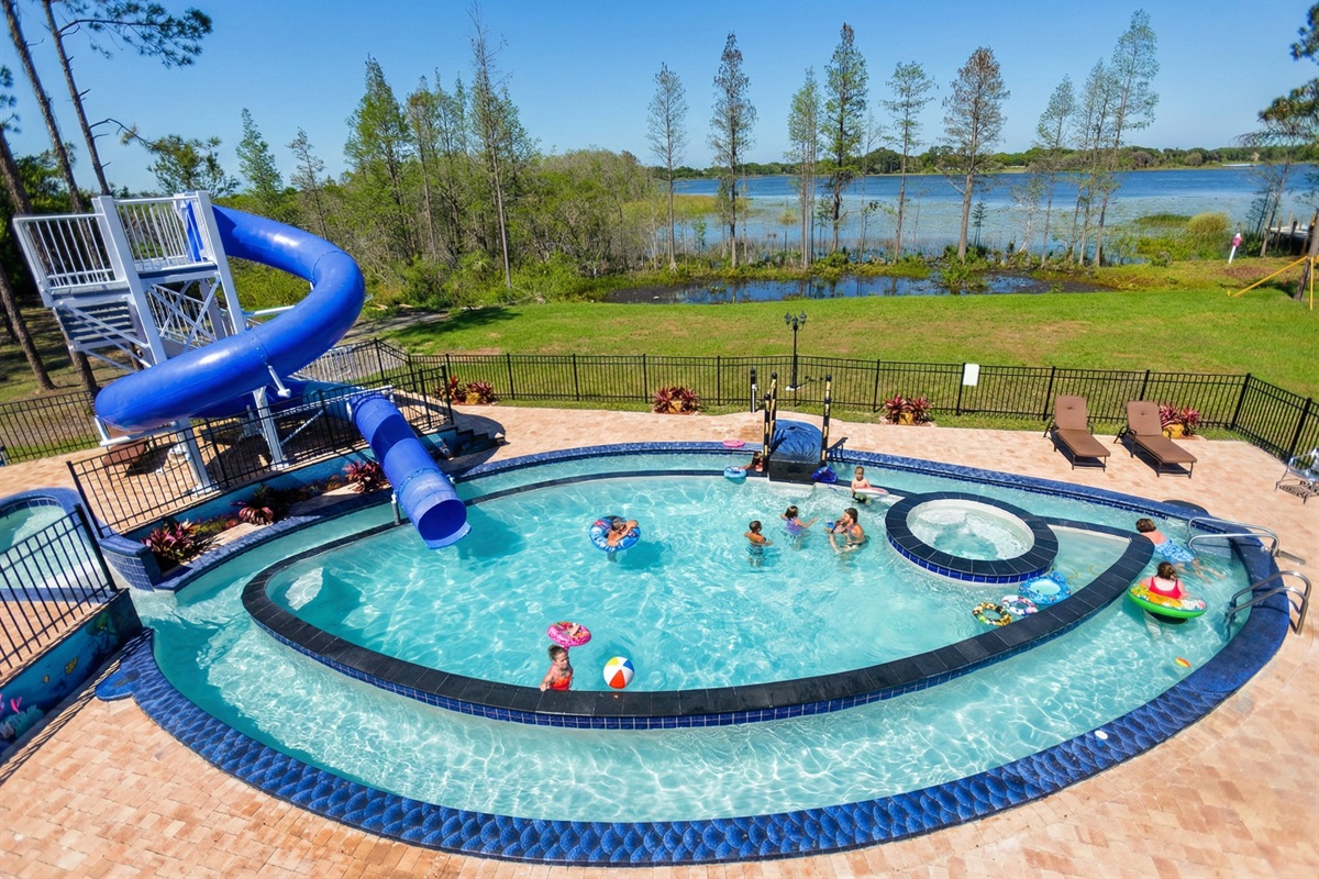 Giant waterslide at Orlando private waterpark vacation home
